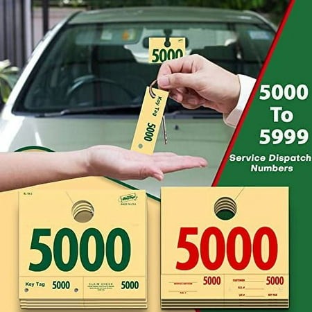 Service Dispatch Numbers - Numbered 5000-5999 - Manilla/Green/Red - RL78 Mirror Hang Tags (Box of 1000)