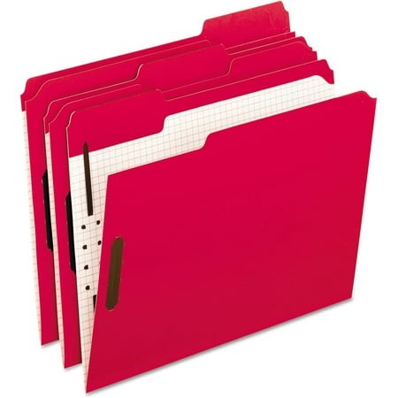 Fasteners Folders  1/3 Cut  Letter  Red/Grid Interior  50/BX (21319)
