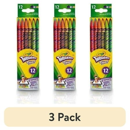 (3 Pack) Crayola Twistables Colored Pencil Set  School Supplies  Teacher Supplies  Asstd Colors  Child  12 Ct