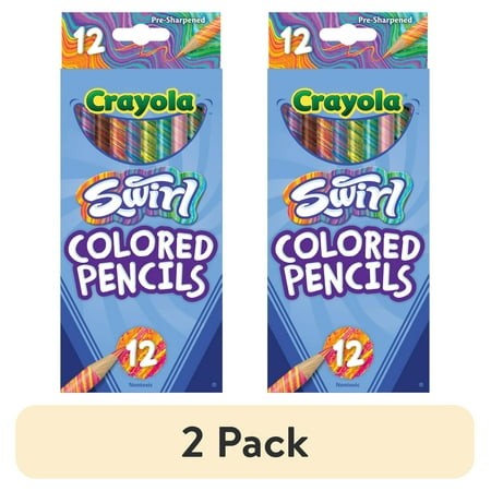 (2 Pack) Crayola Swirl Colored Pencils  12 Ct  Multicolored Rainbow Pencils  Back to School Supplies for Kids  Classroom Supplies