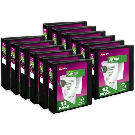 Avery Durable View 3 Ring Binders  2 Inch Slant Rings  530-Sheet Capacity  DuraHinge  2.8 Inch Wide Spine  Customizable Clear Cover and Spine  Black B