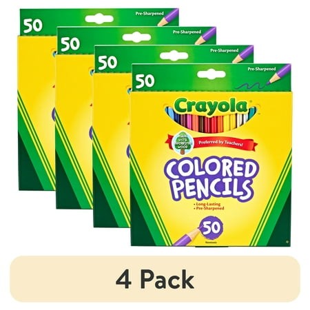 (4 Pack) Crayola Colored Pencil Set  50 Ct  School Supplies  Adult Coloring Pencils  Gift
