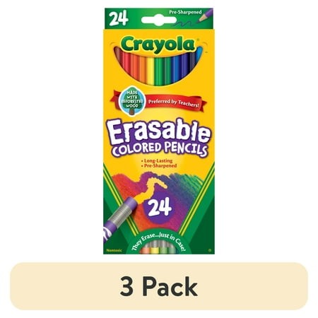 (3 Pack) Crayola Erasable Colored Pencils  24 Ct  School Supplies for Kids and Teachers  Classroom Supplies  Gift