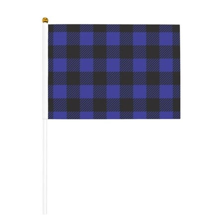 6 Pack Handheld Flag Double-Sided Hand Waving Flag 8.2×5.5in Used for Team Activities or Decoration in Decorative Places Buffalo Plaid Blue Pattern C
