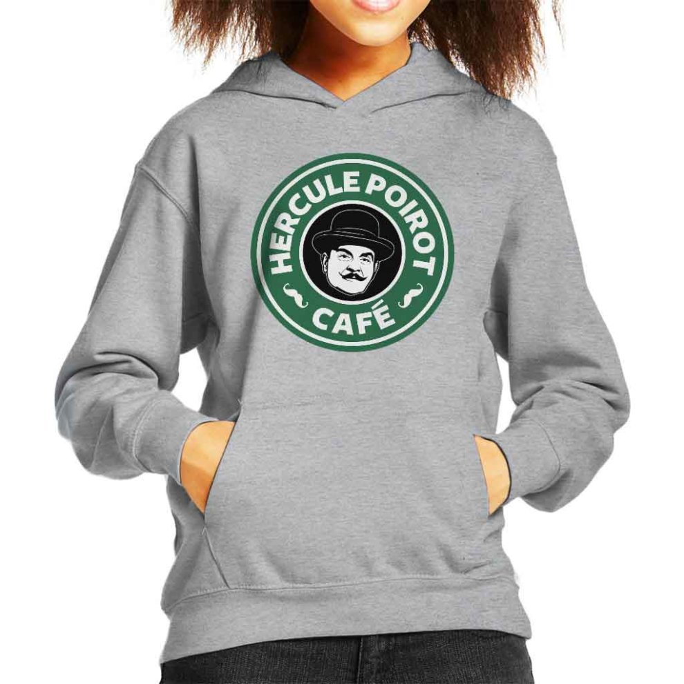 (X-Large (12-13 Yrs)) Hercule Poirot Cafe Starbucks Logo Kid's Hooded Sweatshirt