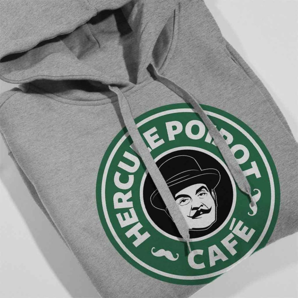 (X-Large (12-13 Yrs)) Hercule Poirot Cafe Starbucks Logo Kid's Hooded Sweatshirt thumbnail