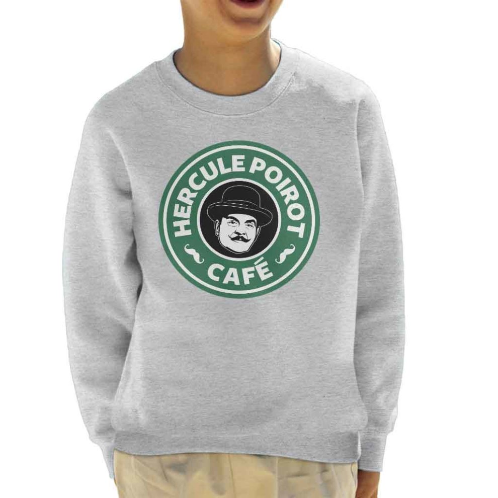 (X-Large (12-13 Yrs)) Hercule Poirot Cafe Starbucks Logo Kid's Sweatshirt