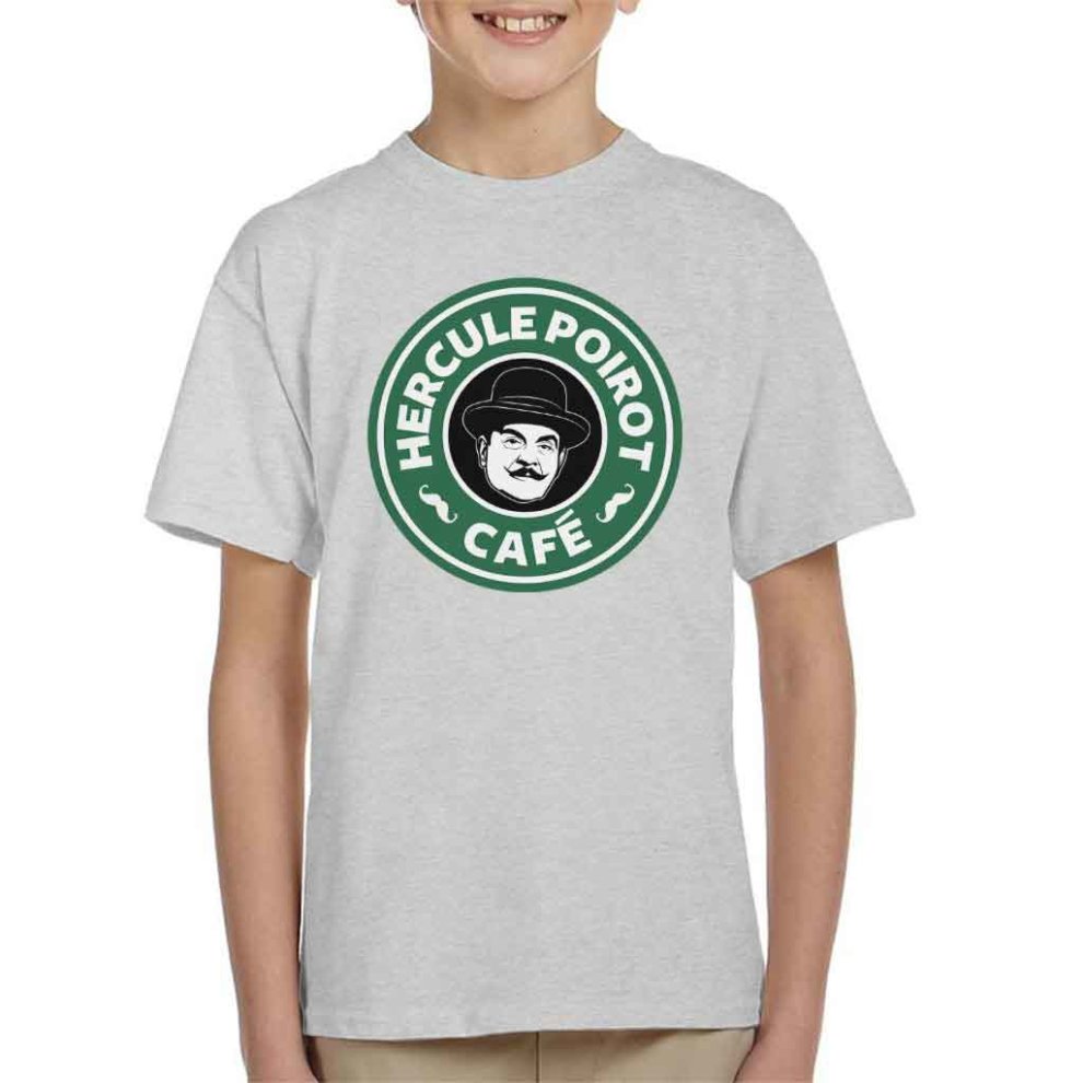 (X-Large (12-13 Yrs)) Hercule Poirot Cafe Starbucks Logo Kid's T-Shirt