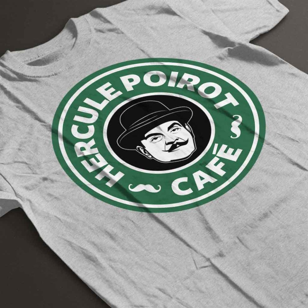 (X-Large (12-13 Yrs)) Hercule Poirot Cafe Starbucks Logo Kid's T-Shirt thumbnail