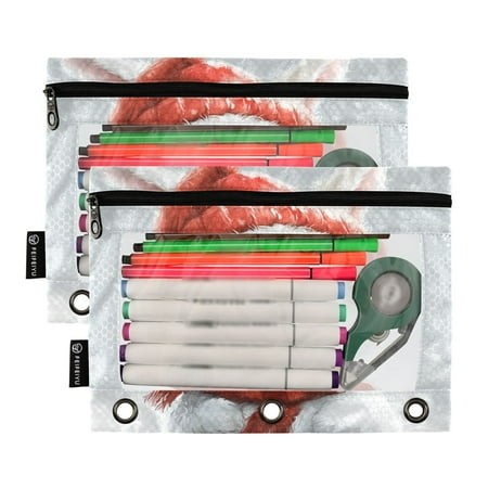 Ckdifva Cute Rabbit Easter Pencil Pouch 3 Ring Zipper Pencil Case Binder Pockets Clear Top Cosmetic Bag 2 Pack