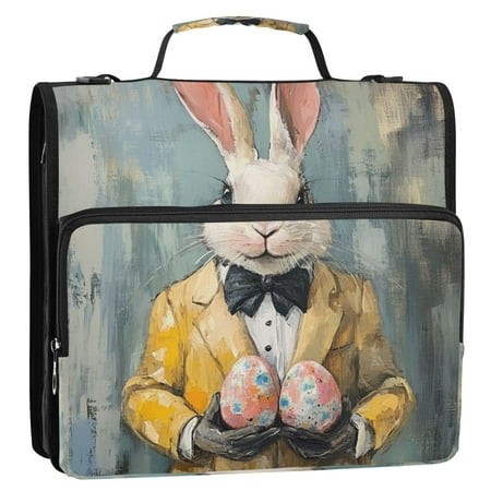 Circular Folder Package 13.6*3.5*12.4 Inches  Binder Bag，Binder Organizer，Zipper Binder，3 Ring Binder  Suitable for Work Easter Suit Rabbit