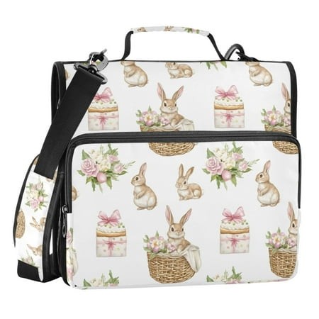 ALAZA Zipper Binder Easter Rabbit 3 Ring Trapper Keeper File Folder Organizer Bag