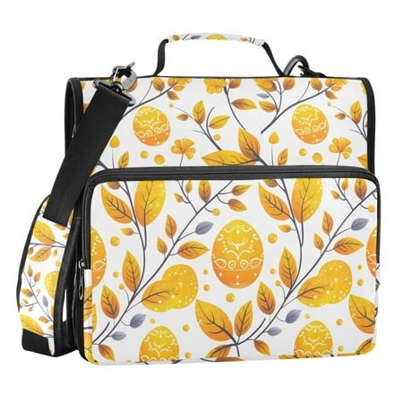 ALAZA Zipper Binder Easters Egg and Leaves 3 Ring Trapper Keeper File Folder Organizer Bag