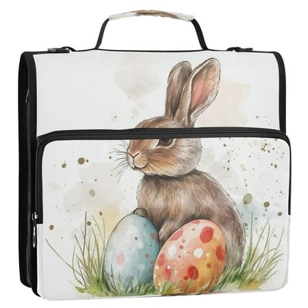 Circular Folder Package 13.6*3.5*12.4 Inches  Binder Bag，Binder Organizer，Zipper Binder，3 Ring Binder  Suitable for Work Easter Grey Rabbit