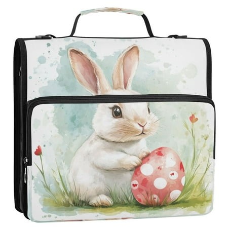 Circular Folder Package 13.6*3.5*12.4 Inches  Binder Bag，Binder Organizer，Zipper Binder，3 Ring Binder  Suitable for Work Easter White Rabbit