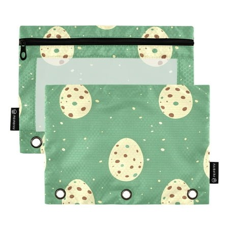 ALAZA 2 Pack Pencil Pouch Art Easter Eggs Pencil Case for 3 Ring Binder Clear Window Pencil Bag Organizers