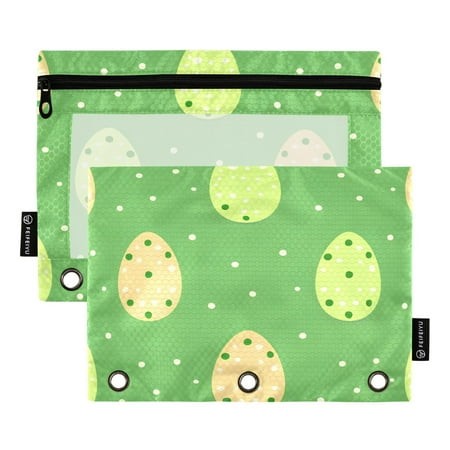 ALAZA 2 Pack Pencil Pouch Easter on Polka Dots Pencil Case for 3 Ring Binder Clear Window Pencil Bag Organizers