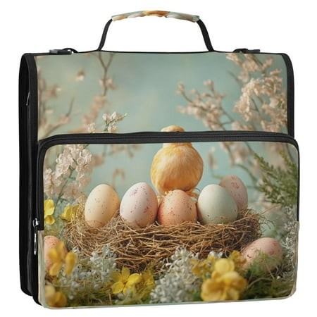 Circular Folder Package 13.6*3.5*12.4 Inches  Binder Bag，Binder Organizer，Zipper Binder，3 Ring Binder  Suitable for Work Easter Bird