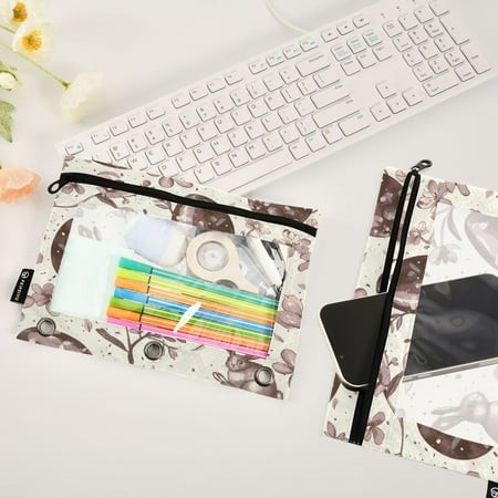 Easter Eggs Bunnies 2 Pack Pencil Pouches Zipper Pencil Case 3 Ring Pencil Pouch Cosmetic Bag
