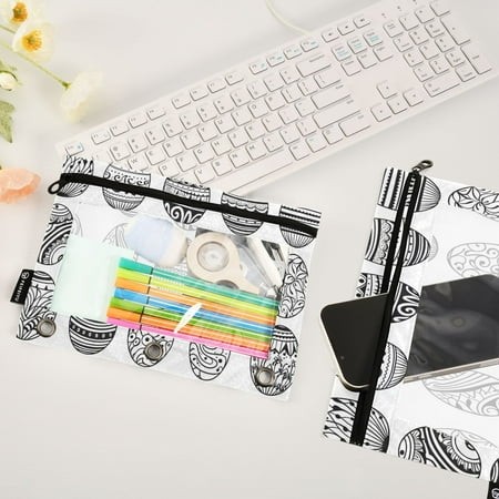 Line Easter Eggs 2 Pack Pencil Pouches Zipper Pencil Case 3 Ring Pencil Pouch Cosmetic Bag
