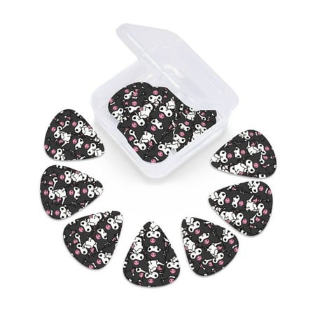 Sanrio Kuromi Face Kawaii 9980 12 Piece Guitar Picks Set with Holder for Acoustic  Electric  Bass & Ukulele - Natural Feel  Warm Tone - Ideal Accessor