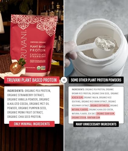 Truvani Vegan Pea Protein Powder | Chocolate Strawberry | 20g Organic Plant Based Protein | 1 Serving | Keto | Gluten & Dairy Free | Low Carb | No Add