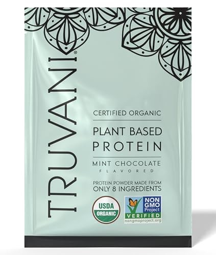 Truvani Vegan Pea Protein Powder | Mint Chocolate | 20g Organic Plant Based Protein | 1 Serving | Keto | Gluten & Dairy Free | Low Carb | No Added Sug