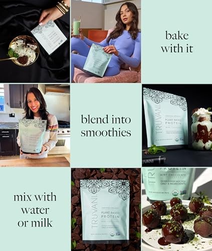 Truvani Vegan Pea Protein Powder | Mint Chocolate | 20g Organic Plant Based Protein | 1 Serving | Keto | Gluten & Dairy Free | Low Carb | No Added Sug