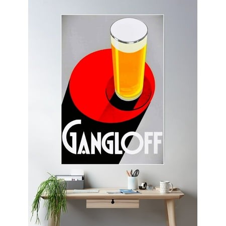 Vintage Red Gangloff Beer Big Glass Light Ale Lager Pilsen Advertising Poster Poster Wall Art  Modern Wall Decor for Living Room Bedroom  16x24 UNFRAM