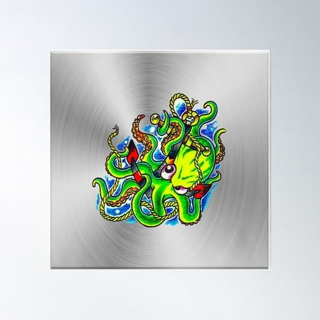 Fwc 0490 Tatooo Octopus Poster Wall Art  Modern Wall Decor for Living Room Bedroom  24x24 UNFRAMED