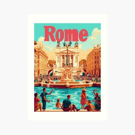 Kna Prints - Kir 4542 - Immerse Yourself in the Lively Atmosphere of Rome as People Gather Around the Stunning Trevi Fountain  Tossing Coins for Good 