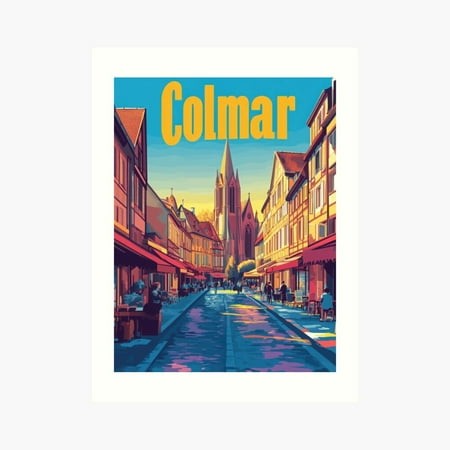 Kna Prints - Kir 4973 - Wander Through the Picturesque Streets of Colmar  Where Traditional Architecture Meets Vibrant Cafes  Basking in the Warm Glow