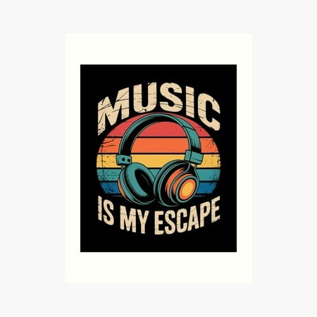 Kna Prints - Kir 3119 - Music Is My Escape Music Lover Poster  UNFRAMED-24x36