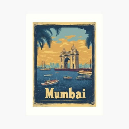 Kna Prints - Kir 4742 - This Vintage Travel Poster Beautifully Captures Mumbais Essence  Featuring the Iconic Gateway of India Surrounded by Boats and