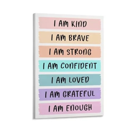 Kna Prints - Rainbow Positive Affirmations Poster Home Decor Decoration Art Modern - Kir 6781  UNFRAMED-18x24