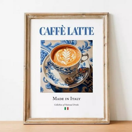 Kna Prints - Caffã¨ Latte Maiolica Tile Print  Italian Coffee Poster  Kitchen & Cafe Decor - Kir 8532  UNFRAMED-24x36