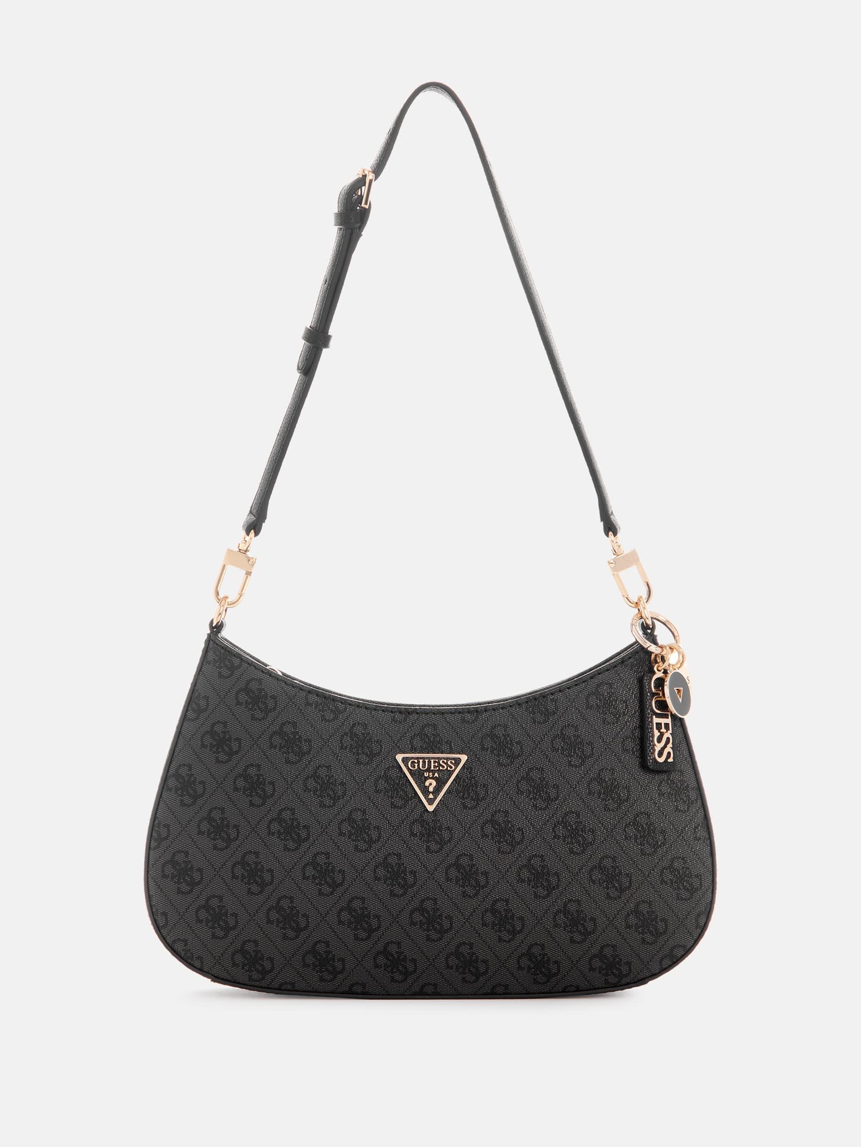 Guess, Shoulder Bags, Female, Gray, ONE SIZE, Handbag with Print and Zip Fastening