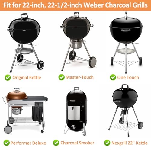 AJinTeby 8835 Gourmet BBQ System Hinged Cooking Grate for 22.5 Inch Weber One-Touch Silver, Bar-B-Kettle, Master-Touch, for Weber Vortex, Barrel 22