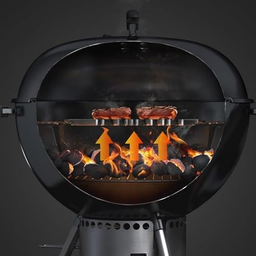 AJinTeby 8835 Gourmet BBQ System Hinged Cooking Grate for 22.5 Inch Weber One-Touch Silver, Bar-B-Kettle, Master-Touch, for Weber Vortex, Barrel 22