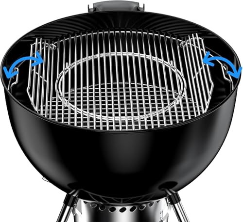 BBQ-Yummy Stainless Steel Cooking Grate for Weber, 22.5 Inch Charcoal Grills, Kettle, Performer, Master-Touch, 8835 Hinged Cooking Grate Grids for Web thumbnail