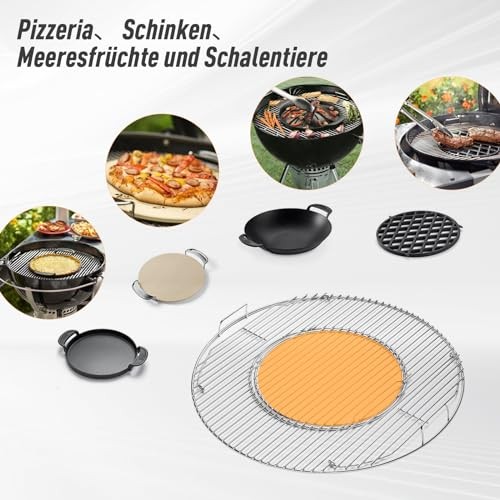 BBQ-Yummy Stainless Steel Cooking Grate for Weber, 22.5 Inch Charcoal Grills, Kettle, Performer, Master-Touch, 8835 Hinged Cooking Grate Grids for Web thumbnail