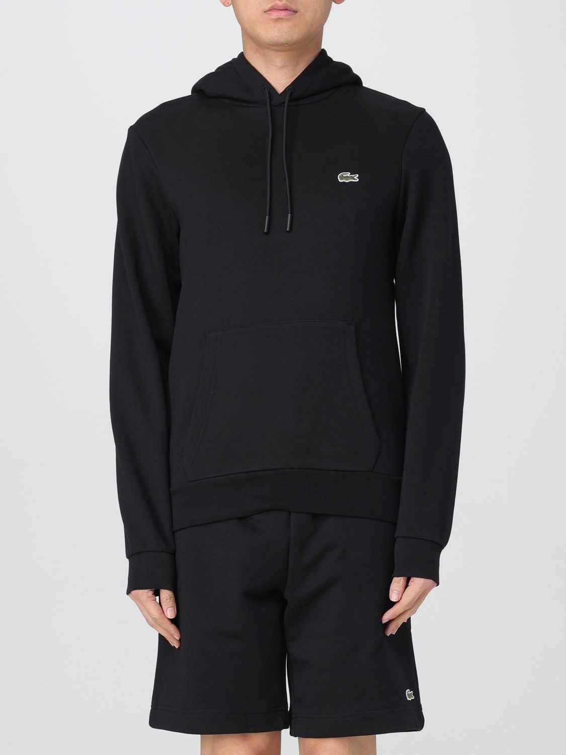 Lacoste, Hoodies, Male, Black, 2XL, Cotton Hoodie with Kangaroo Pocket
