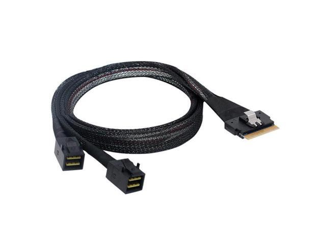 BUCIER SAS Slim 4.0 SFF-8654 8i PCI-E Ultraport Slimline 74pin to Dual SFF-8643 4i Cable PCI-Express Mini SAS HD