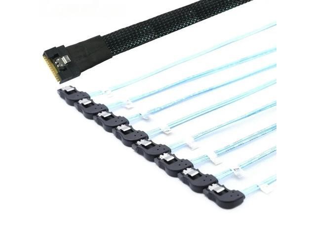 For 4.0 SFF-8654 8i to 8 SATA Adapter Cable Full Enclosure Angled Connector and Right-Angled SATA HDD Converter Included