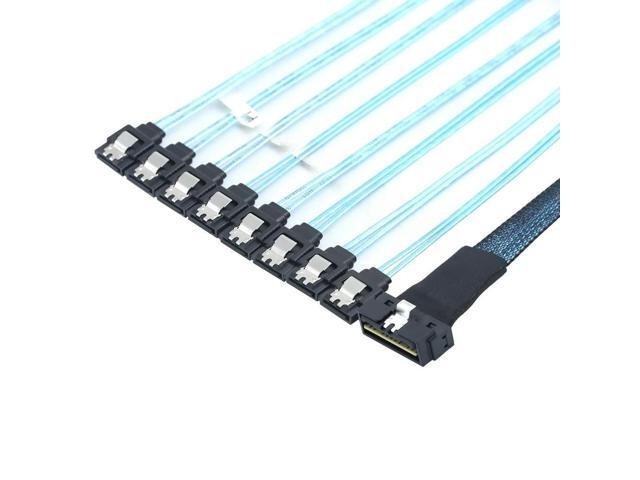 For PCI-E SAS 4.0 LP Low Profile SFF-8654 8i 74pin to 8X SATA 7Pin Straight Server Internal Connection Cable