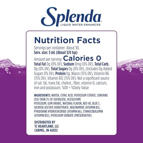 SPLENDA Liquid Water Enhancer Drops, Sugar Free, Zero Calorie, Natural Flavor, Concentrated Drink Mix, 3.11 Fl Oz Each Bottle (Grape, 1 Pack) thumbnail