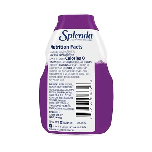 SPLENDA Liquid Water Enhancer Drops, Sugar Free, Zero Calorie, Natural Flavor, Concentrated Drink Mix, 3.11 Fl Oz Each Bottle (Grape, 1 Pack) thumbnail