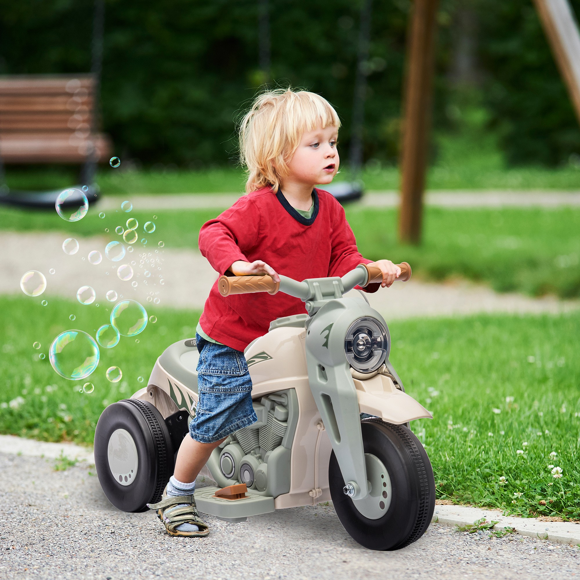 AIYAPLAY Kinder Elektro-Motorrad, 6V Kindermotorrad Mit Musik, Blasen, Kinderfahrzeug Mit Scheinwerfer, 2,5-3 Km/h, Für 2-5 Jahre Kinder, Max. 30 Kg, thumbnail