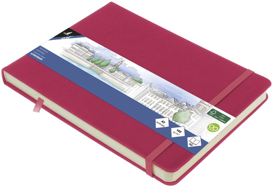 Kangaro Skizzenbuch, 80 Blatt, DIN A5 Quer, Ruby