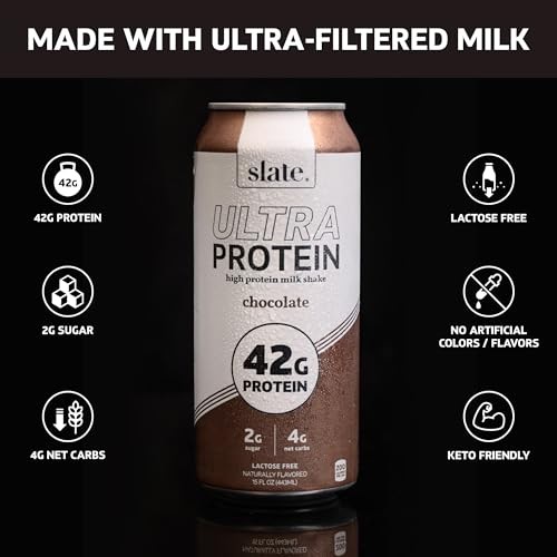 Slate Milk - Ultra High Protein Shake - Chocolate - 42g Protein, 2g Sugar, 200 Calories, 4g Net Carbs - Lactose Free - No Added Sugar, No Seed Oils -  thumbnail